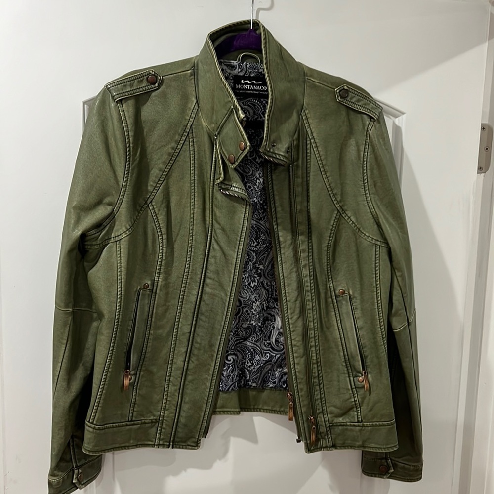 Green faux leather jacket
